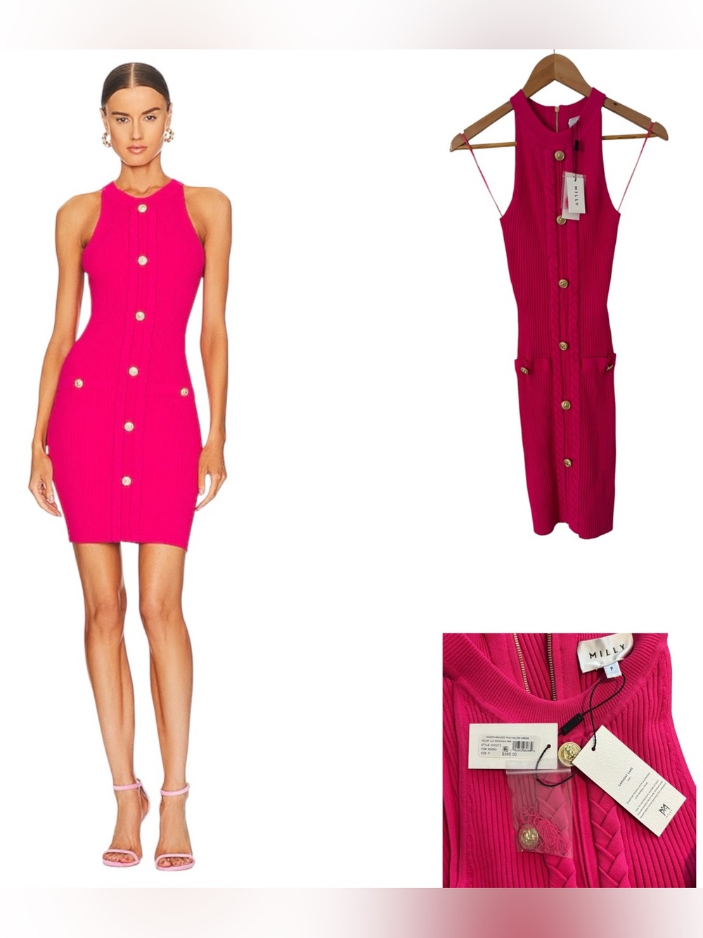 Milly Braided Trim Halter Dress